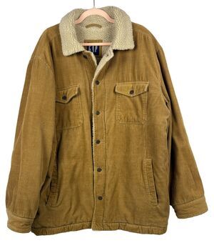 Gap Corduroy Sherpa Lined Trucker Jacket Brown Tan Men XL Vintage 90s